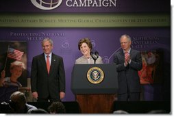 Mrs. Laura Bush delivers remarks about the United States International Development Agenda Thursday, May 31, 2007, at the Ronald Reagan Building and International Center in Washington, D.C. "The eagerness of children to learn, the desire of individuals to provide for themselves and their families, and the longing of mothers to see their babies grow up healthy are universal," said Mrs. Bush. White House photo by Chris Greenberg
