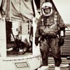 Joseph Kittinger readies himself for a high-altitude jump, standing beside the Excelsior gondola, August 27, 1960