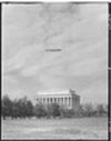 The dirigible Los Angles flies over the Lincoln Memorial, Washington, D