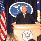 Ambassador Randall L. Tobias, U.S. Global AIDS Coordinator remarks on The Five-Year Strategy for the Presidents Emergency Plan for AIDS Relief. State Department photo by Franklin Jones. 
