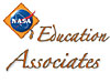 The NASA logo in front of a graduation cap next to the words Education Associates