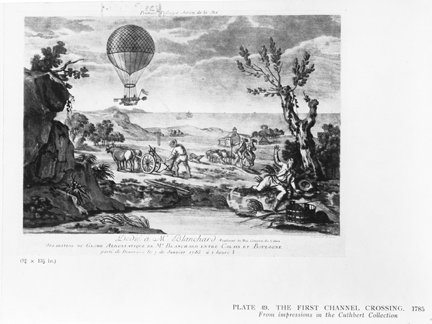 Blanchard's balloon flying over France after completing