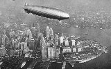 The Hindenburg flies over New York City just before it explodes