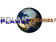 An image of Earth's north polar region on a globe with the words POLAR-PALOOZA