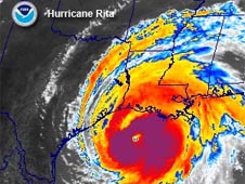 NOAA computer image of a hurricane approaching states along the Gulf Coast