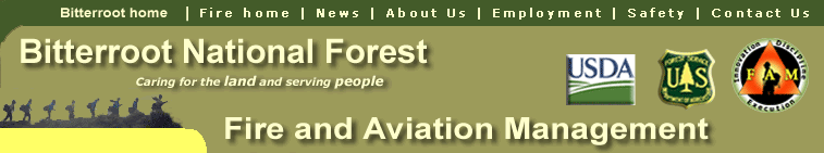 USDA Forest Service, Fire and Aviation Management.  Header holds navigational links