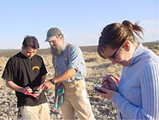DEVELOP students working on a survey of populations of an invasive plant species in northwestern Nevada in 2004