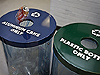 Center-wide recycling program containers.