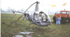 This Robinson R22 was involved in a rollover accident, which destroyed the helicopter