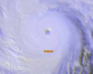 Satellite image of Typhoon Durian before landfall in the Philippines