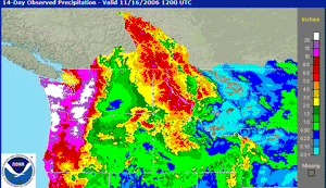 Precipitation in the Pacific Northwest during November 3-16, 2006