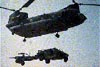 The CH-47 Chinook was used to transport troops in and out of battle