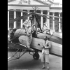 Senator Hiram Bingham poses on plane's wing