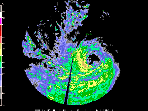 a radar composite loop of typhoon Chataan approaching Guam