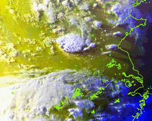 a satellite image of severe storms affecting China