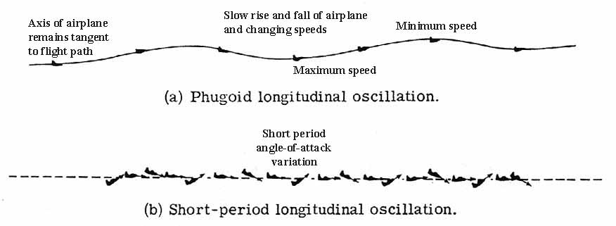 Phugoid and short-period longitudinal oscillation