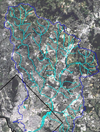 Satellite Image showing the Anacostia River Watershed