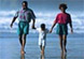 Family walking on the beach