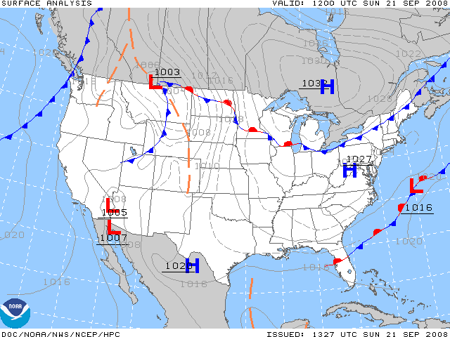 Current Surface Map with Fronts