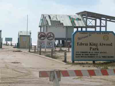 Image of roof damage at Edwin King Atwood Park South Padre Island