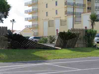 Image of additional fence damage at South Padre Island