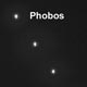 This image shows Phobos, represented by a white dot against a black background, moving upward from the lower middle toward the upper right corner.