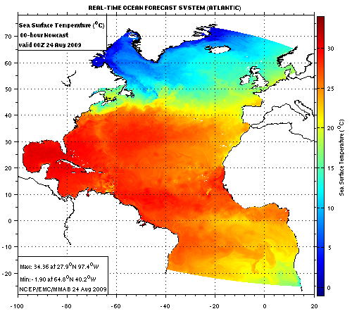 Real-time Atlantic Ocean
Forecast System SST