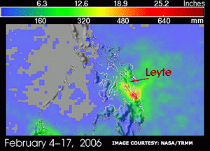 TRMM rainfall analysis in the Philippines during February 4-17, 2006