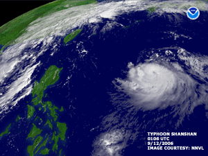 Satellite image of Typhoon Shanshan