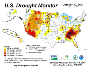 Most current Drought Monitor map