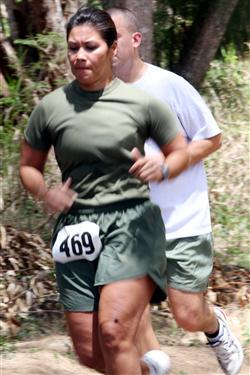 Sonia Burdet keeps her pace as she  reachs the halfway point during the 12th Annual 5K Grueler Sept. 17.  