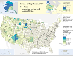 Percent of Population, 2000, One Race: American Indian and Alaska Native map