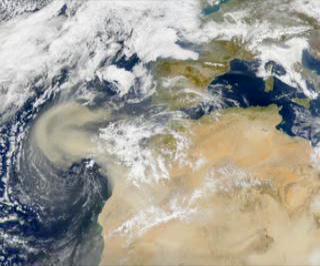 On the Coast of West Africa, dust storms are a common occurrance, if you take a look at this one, its about the size of Spain.