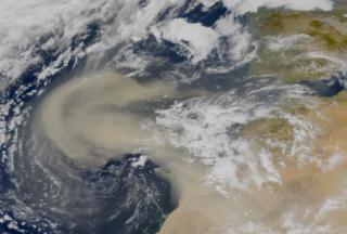 On the Coast of West Africa, dust storms are a common occurrance, if you take a look at this one, its about the size of Spain.