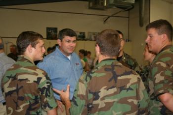Mike talks with Arkansas High School ROTC members