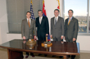 Secretary Gutierrez, Deputy Secretary Kassinger and Under Secretary Jon Dudas pose for a group photo 