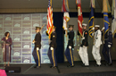 The National Color Guard prepare to post colors