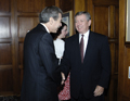 Secretary Gutierrez greets former Attorney General John Ashcroft