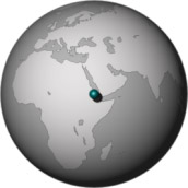 Image of the globe centered at 10 degrees latitude and 40 degrees longitude.