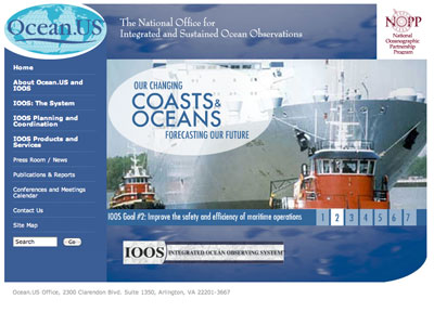 The home page of the Ocean.US web site.