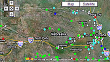 View Nebraska streamflow using GoogleMaps.