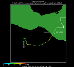 Tropical Storm Barbara Track