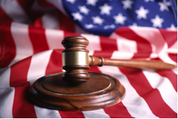 American flag with gavel