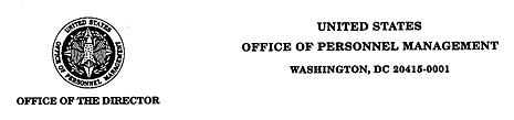 OPM Letterhead -- seal and agency name