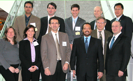 Attending the recent Quan-tum program meeting were (front, from l) Drs. Mary Dickinson and Karen Hirschi of Baylor College of Medicine; Dr. Anthony Atala of Wake Forest University; NIBIB director Dr. Roderic Pettigrew; Dr. Raoul Kopelman of the University of Michigan; Dr. Mehmet Toner of Massachu-setts General Hospital. At rear are (from l) Drs. Shuvo Roy and William Fissell of Cleveland Clinic; Dr. Daniel Orringer of the University of Michigan; NIBIB Extramural Science Program director Dr. William Heetderks; NIBIB Quantum Grant project officer Dr. Albert Lee.
