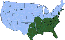 Distribution map of the lone star tick