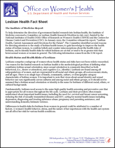 Picture of Lesbian Health Fact Sheet