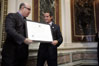 USCIS Director Emilio T. González presents Mayor Manuel Diaz with the "Outstanding American by Choice" recognition in Washington, DC, Jan. 24, 2007