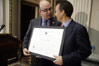 USCIS Director Emilio T. González recognizes Dr. Ricardo Ernst as an "Outstanding American by Choice" in Washington, DC, Jan. 24, 2007