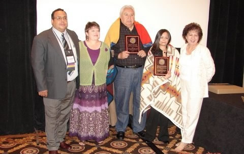 Picture of Darrell Waldron, Margaret Zientek, accepting on behalf of the CPN Construction Management, Burt Patadal, Amanda Ramirez, and Carol C. Levi